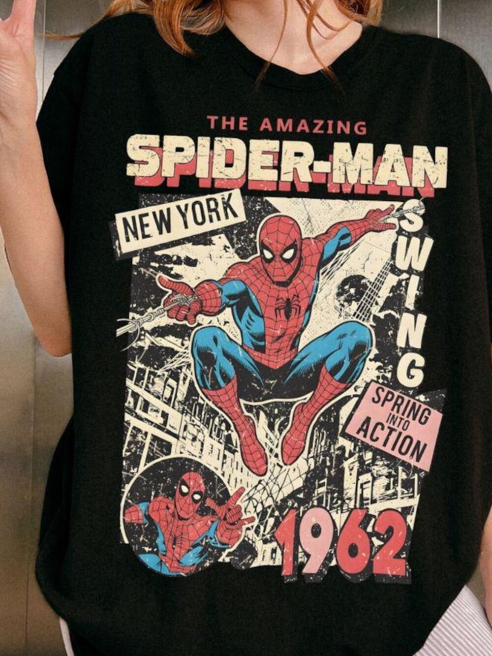 Vintage Amazing Spider-Man Comic Cover Graphic Tee